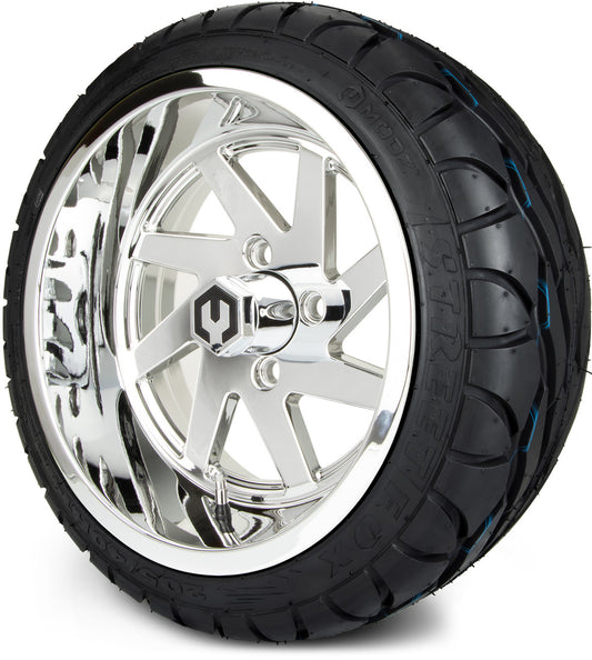 MODZ® 14" Fury Chrome Wheels & Street Tires Combo (MODZ Street Fox Radial 205/40-14)