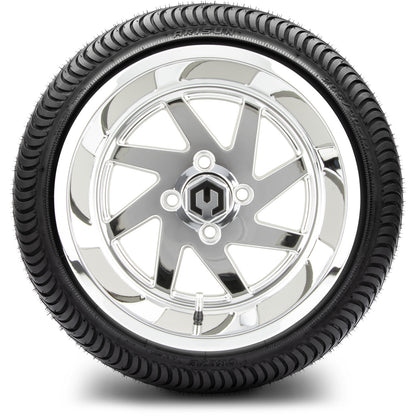 MODZ® 14" Fury Chrome Wheels & Street Tires Combo (Odyssey Tesseract Steel Belted Radial 215/50-14)