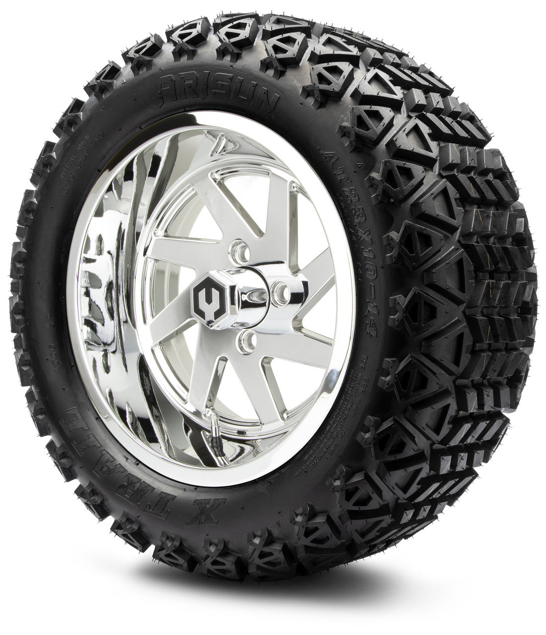 MODZ® 14" Fury Chrome Wheels & Off-Road Tires Combo (Xcomp Gladiator 23-10-14 Radial)