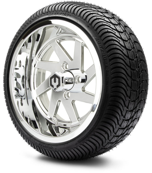 MODZ® 14" Fury Chrome Wheels & Street Tires Combo (Arisun Cruze 205/30-14)