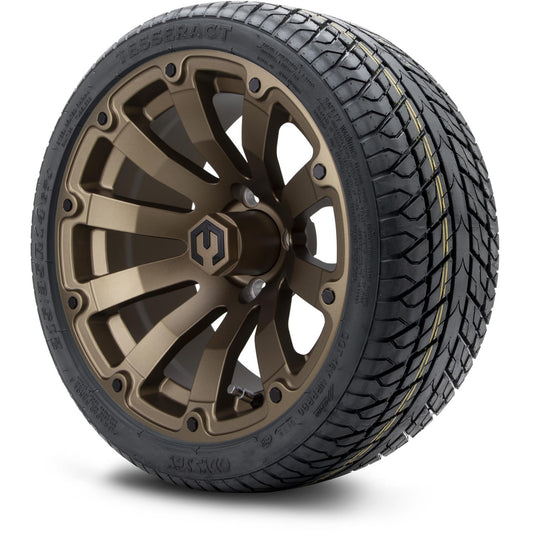 MODZ® 14" Bomber Matte Bronze Wheels & Street Tires Combo (Odyssey Tesseract Steel Belted Radial 215/35-14)