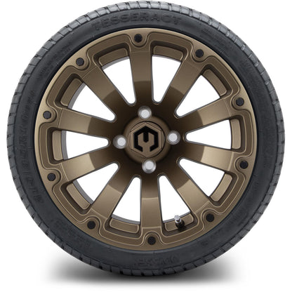MODZ® 14" Bomber Matte Bronze Wheels & Street Tires Combo (Odyssey Tesseract Steel Belted Radial 215/35-14)
