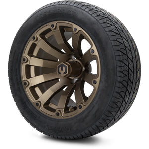 MODZ® 14" Bomber Matte Bronze Wheels & Street Tires Combo (Odyssey Tesseract Steel Belted Radial 215/50-14)