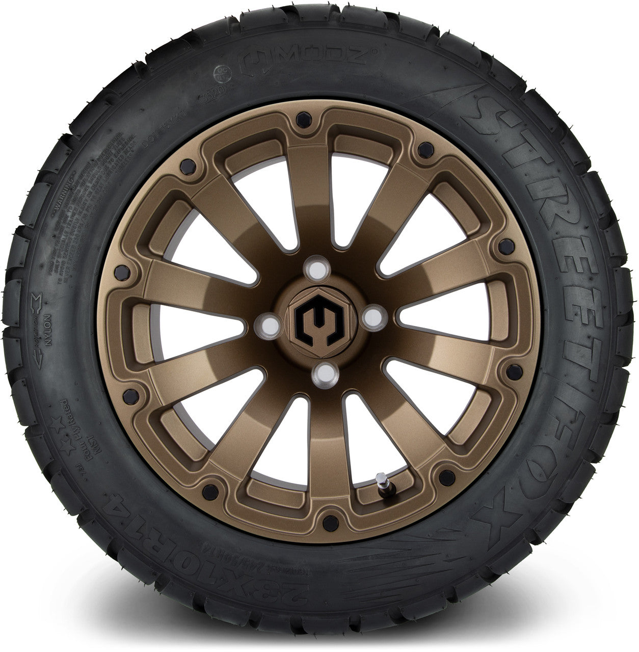 MODZ® 14" Bomber Matte Bronze Wheels & Street Tires Combo (MODZ Street Fox Radial 23x10-14)