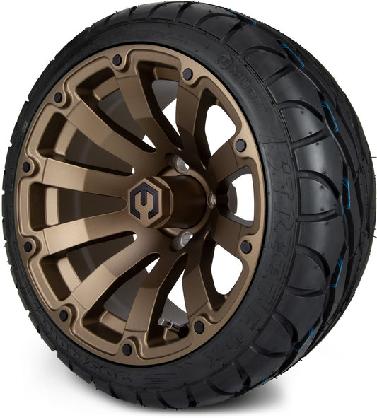 MODZ® 14" Bomber Matte Bronze Wheels & Street Tires Combo (MODZ Street Fox Radial 205/40-14)