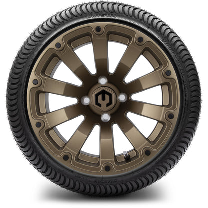 MODZ® 14" Bomber Matte Bronze Wheels & Street Tires Combo (Odyssey Tesseract Steel Belted Radial 215/50-14)