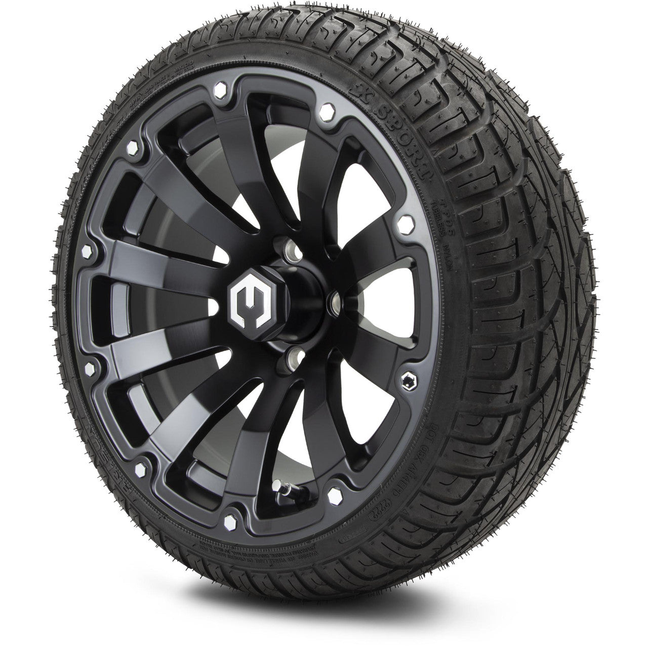 MODZ® 14" Bomber Matte Black Wheels & Street Tires Combo (Arisun Cruze 205/30-14)