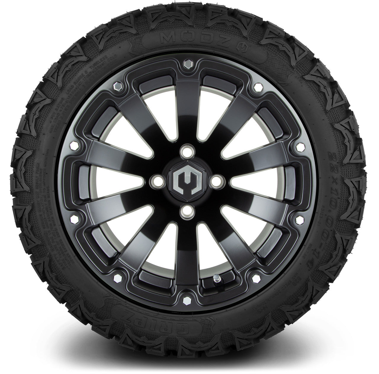 MODZ® 14" Bomber Matte Black Wheels & Off-Road Tires Combo (Arisun X-Trail All-Terrain 23x10-14)