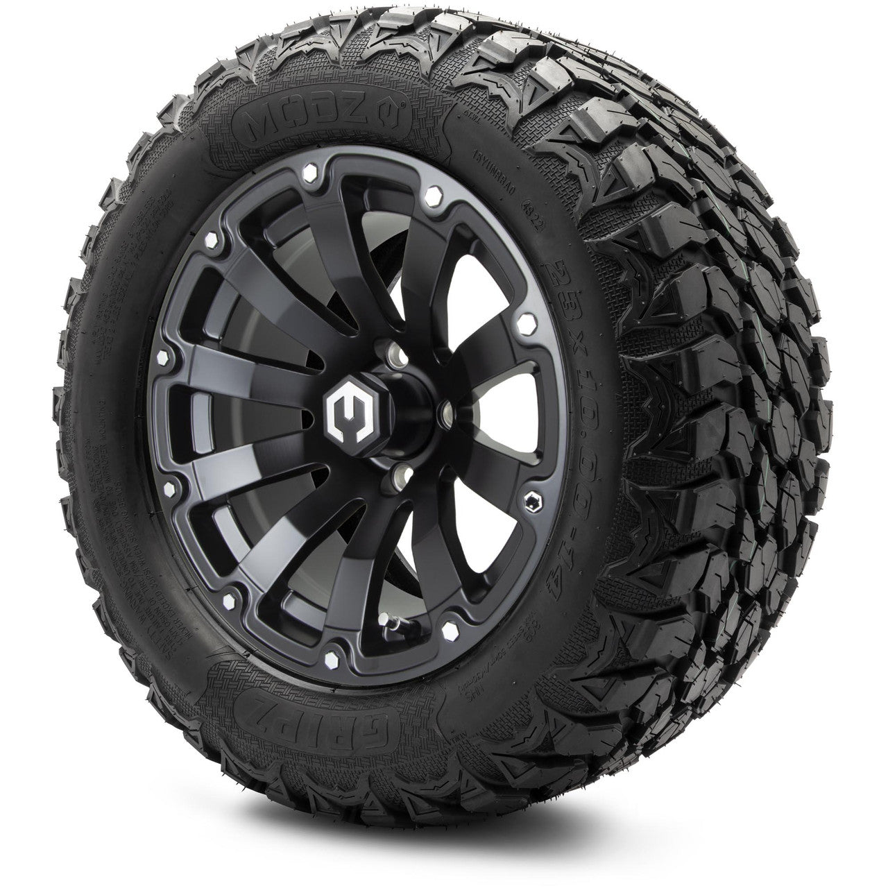 MODZ® 14" Bomber Matte Black Wheels & Off-Road Tires Combo (Arisun X-Armory All-Terrain 23x10-14 Radial)