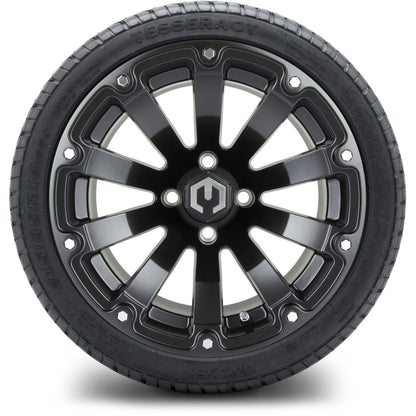 MODZ® 14" Bomber Matte Black Wheels & Street Tires Combo (MODZ Street Fox Radial 205/40-14)