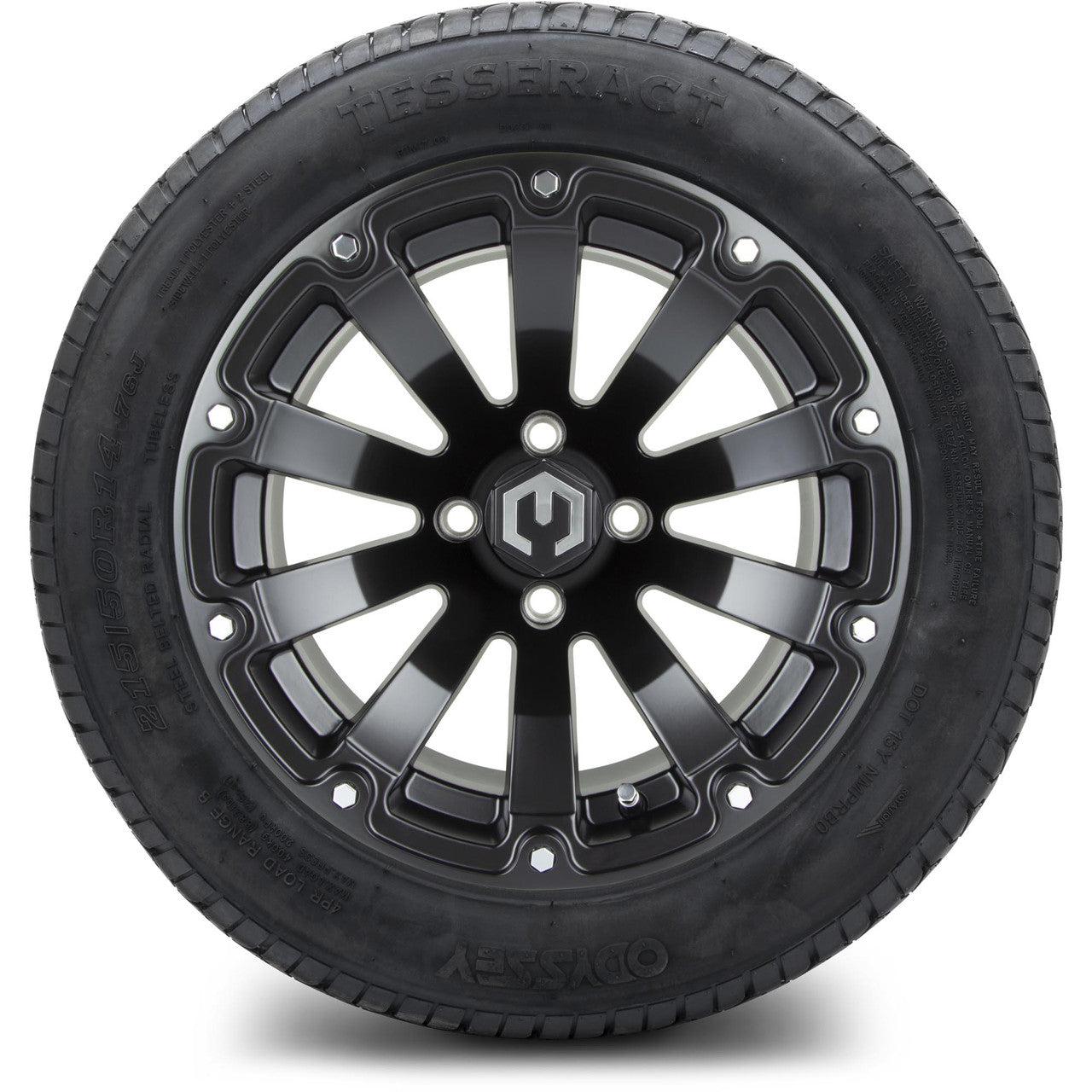 MODZ® 14" Bomber Matte Black Wheels & Street Tires Combo (Odyssey Tesseract Steel Belted Radial 215/35-14)