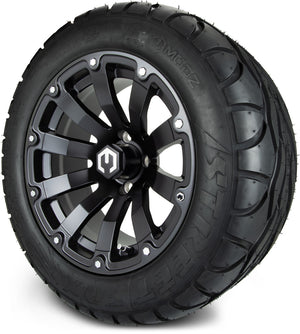 MODZ® 14" Bomber Matte Black Wheels & Street Tires Combo (MODZ Street Fox Radial 23x10-14)