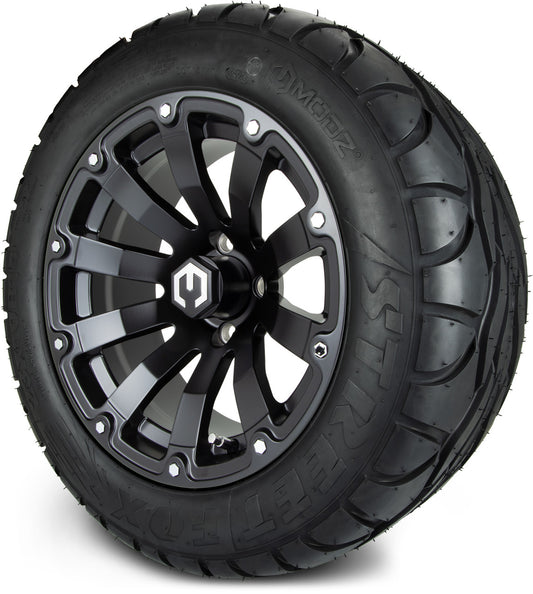 MODZ® 14" Bomber Matte Black Wheels & Street Tires Combo (MODZ Street Fox Radial 23x10-14)