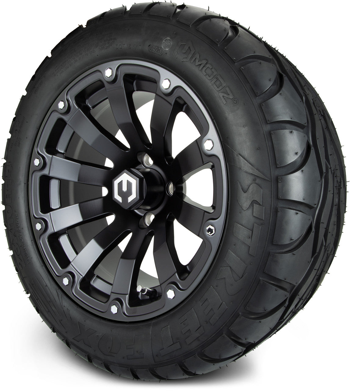 MODZ® 14" Bomber Matte Black Wheels & Street Tires Combo (Arisun Cruze 205/30-14)