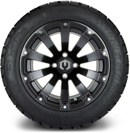 MODZ® 14" Bomber Matte Black Wheels & Street Tires Combo (Arisun Cruze 205/30-14)