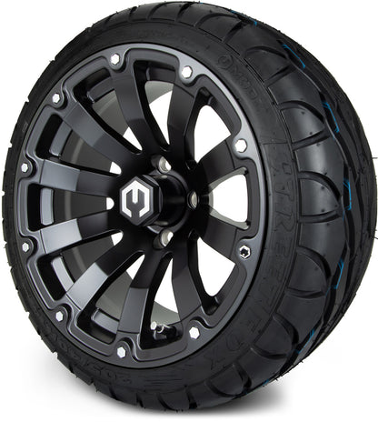 MODZ® 14" Bomber Matte Black Wheels & Street Tires Combo (MODZ Street Fox Radial 23x10-14)