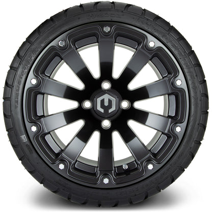 MODZ® 14" Bomber Matte Black Wheels & Street Tires Combo (MODZ Street Fox Radial 205/40-14)