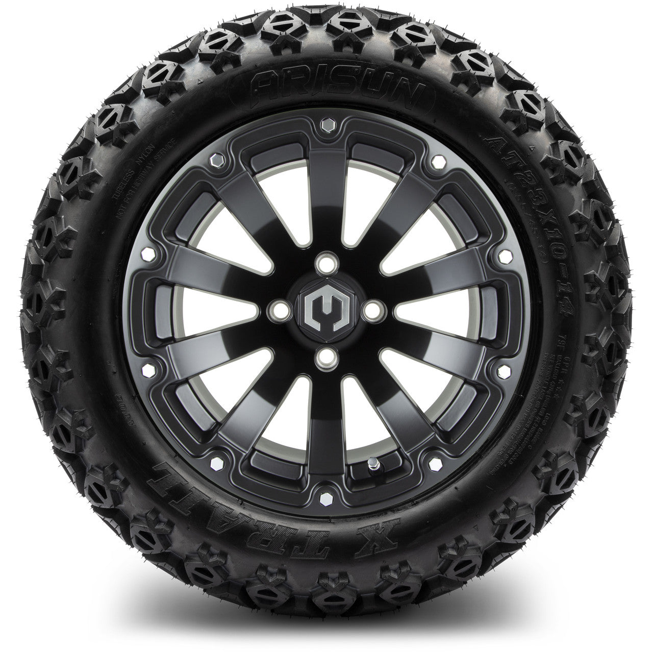 MODZ® 14" Bomber Matte Black Wheels & Off-Road Tires Combo (Arisun X-Armory All-Terrain 23x10-14 Radial)