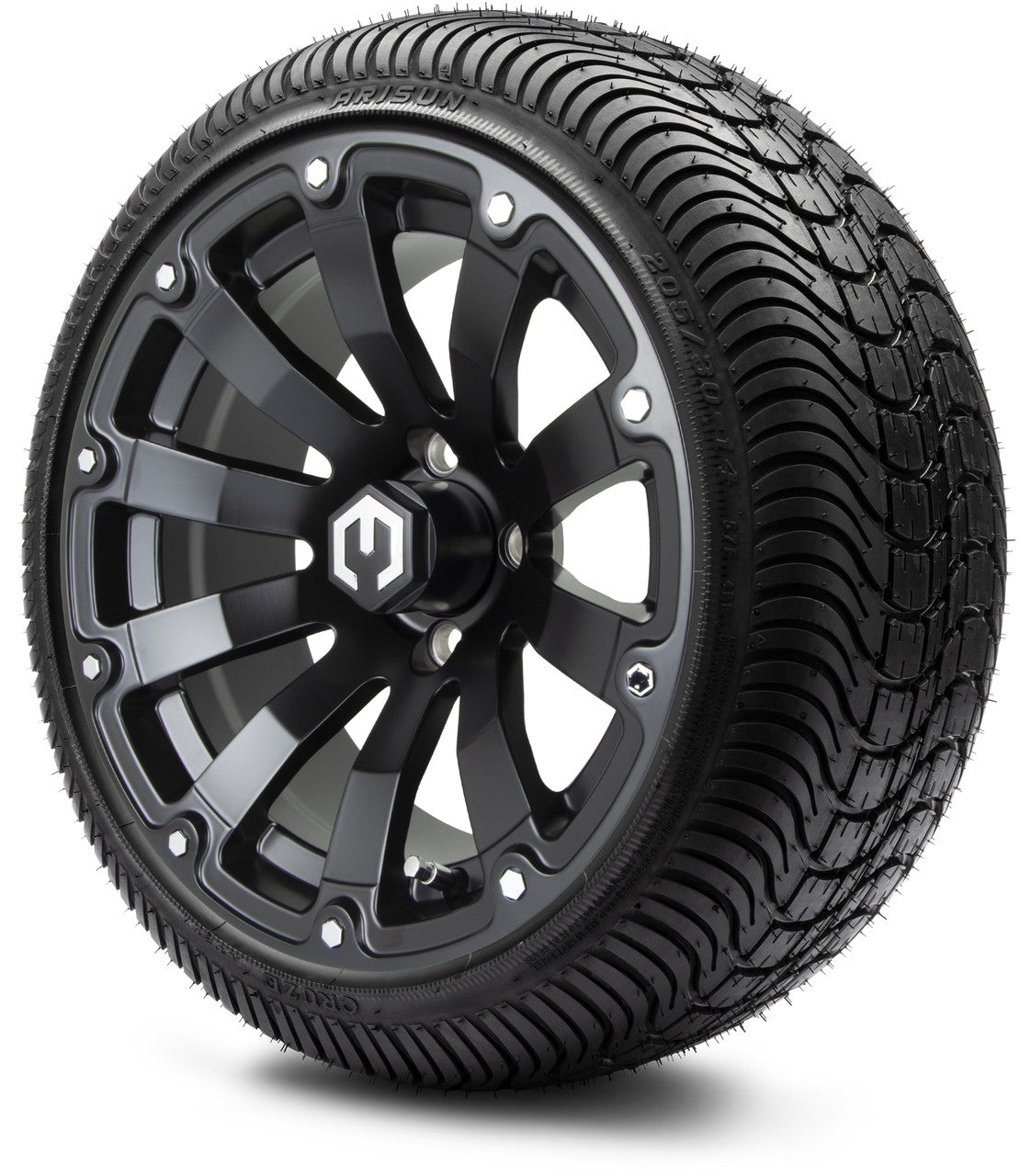MODZ® 14" Bomber Matte Black Wheels & Street Tires Combo (MODZ Street Fox Radial 205/40-14)