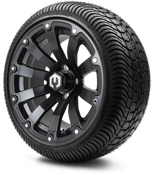 MODZ® 14" Bomber Matte Black Wheels & Street Tires Combo (Arisun Cruze 205/30-14)