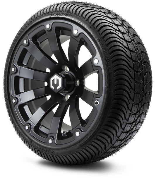 MODZ® 14" Bomber Matte Black Wheels & Street Tires Combo (Arisun Cruze 205/30-14)
