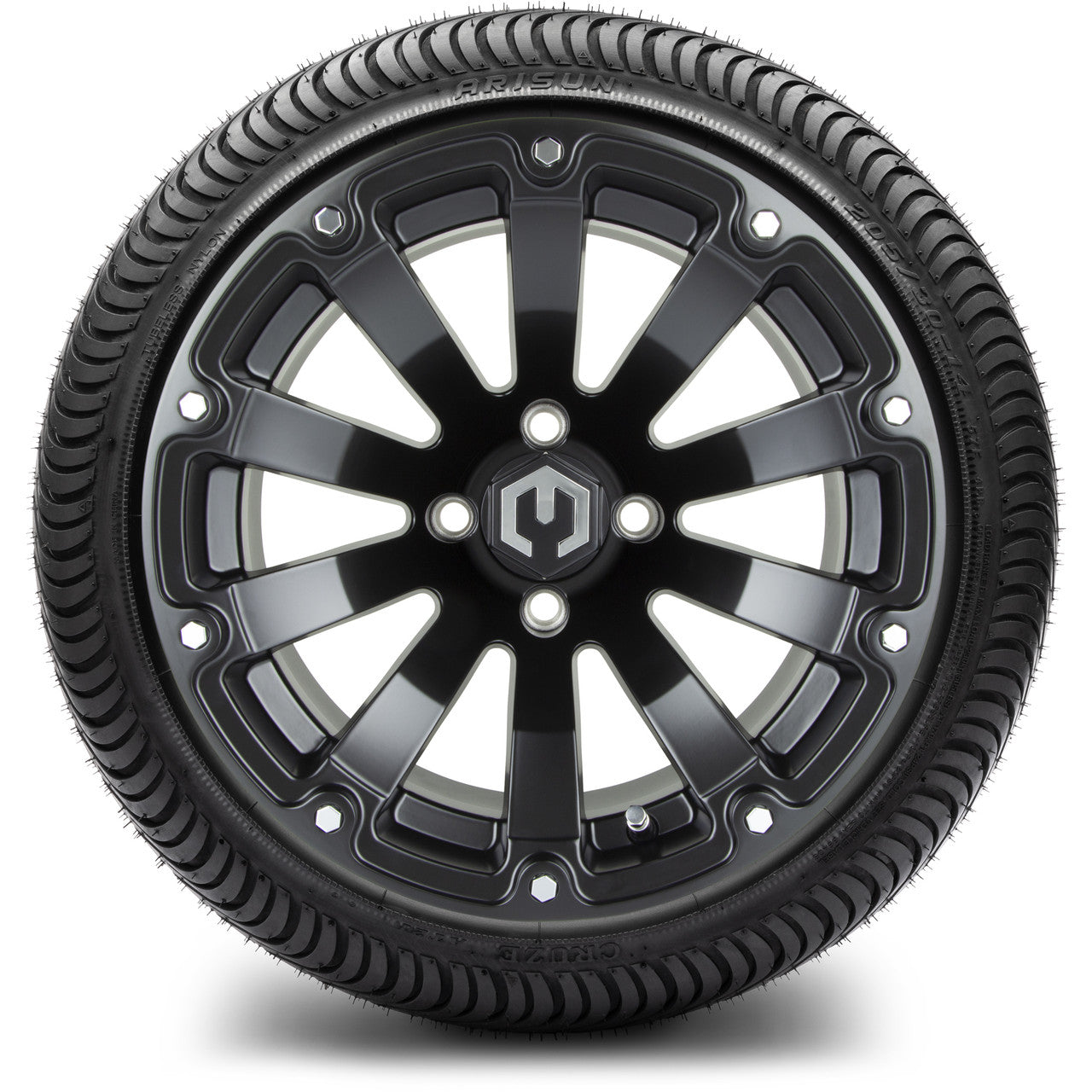 MODZ® 14" Bomber Matte Black Wheels & Street Tires Combo (MODZ Street Fox Radial 23x10-14)