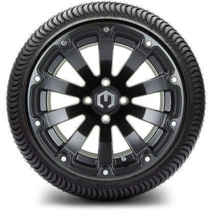MODZ® 14" Bomber Matte Black Wheels & Street Tires Combo (Arisun Cruze 205/30-14)