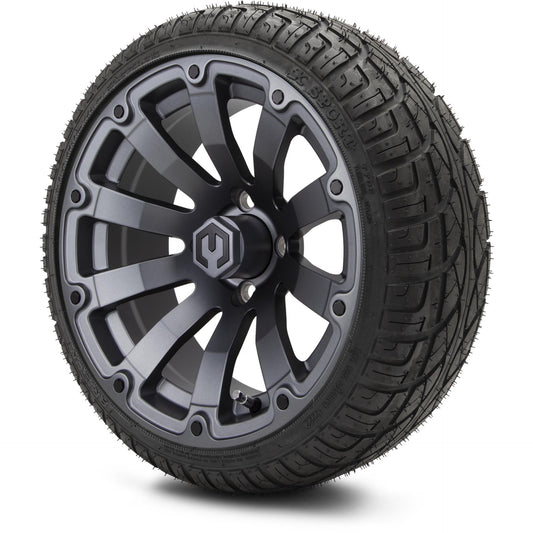 MODZ® 14" Bomber Matte Gunmetal Wheels & Street Tires Combo (Arisun X-Sport 205/30-14)