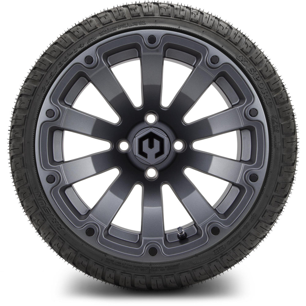 MODZ® 14" Bomber Matte Gunmetal Wheels & Street Tires Combo (MODZ Street Fox Radial 23x10-14)