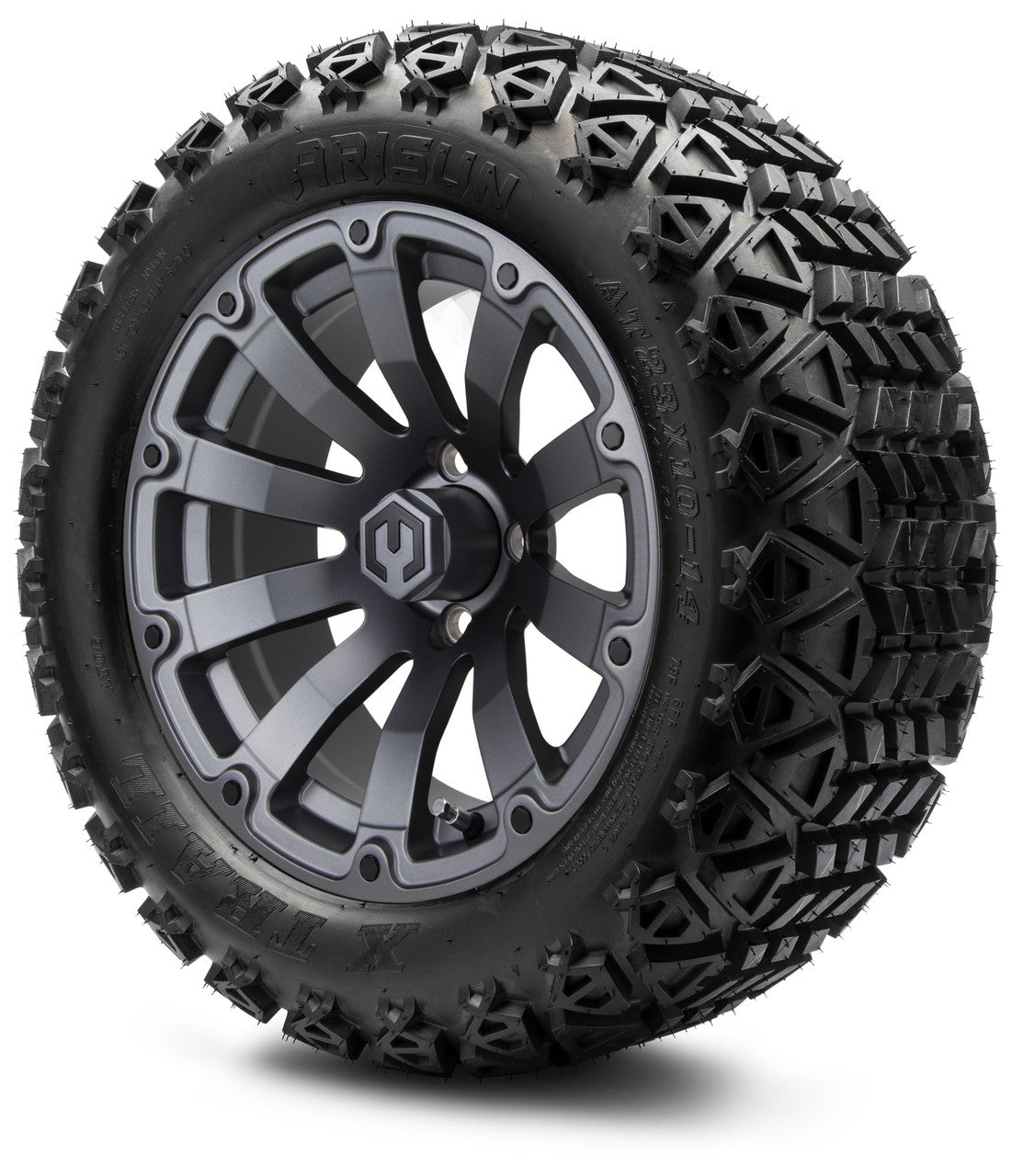MODZ® 14" Bomber Matte Gunmetal Wheels & Off-Road Tires Combo (Xcomp Gladiator 23-10-14 Radial)