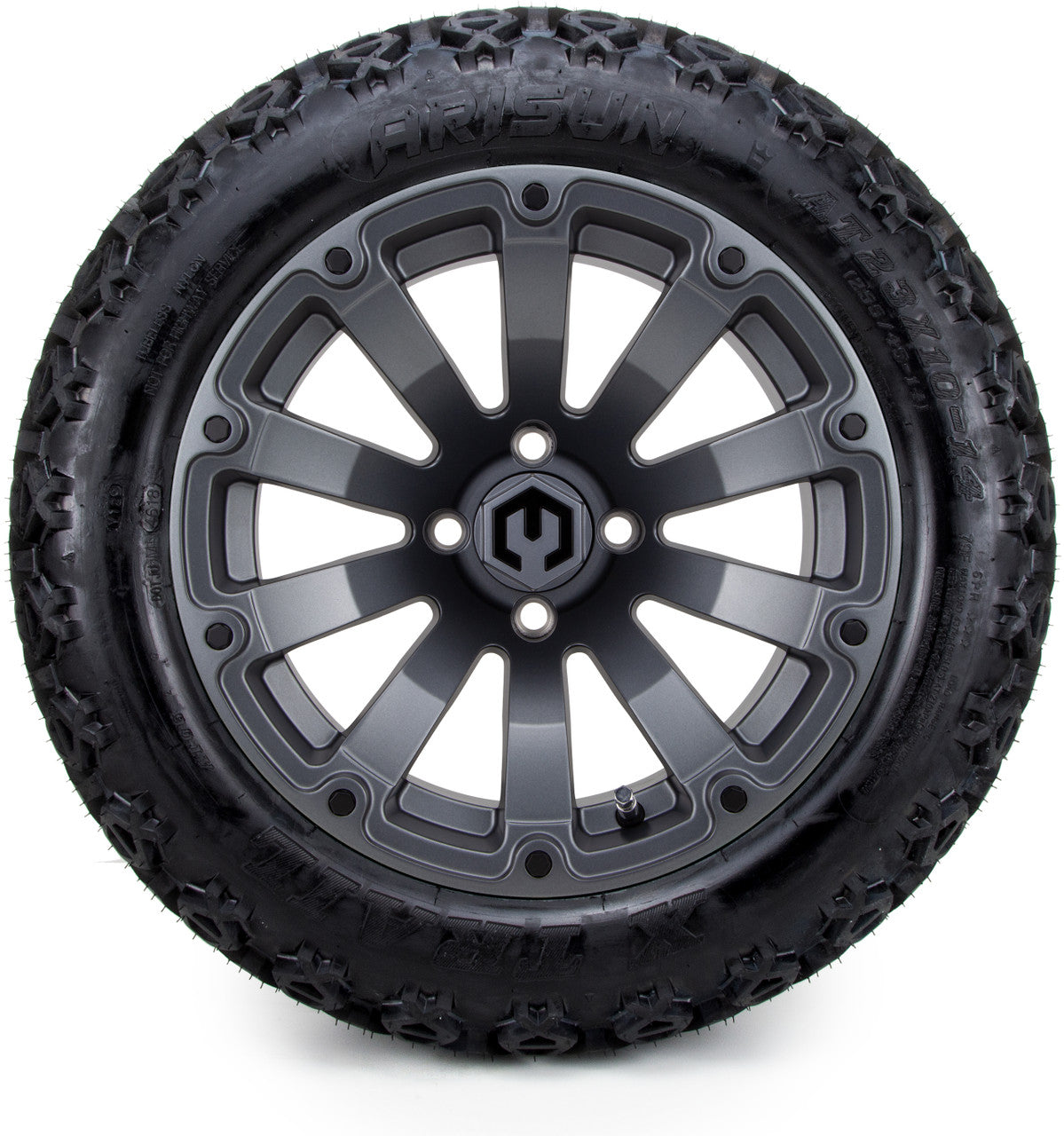 MODZ® 14" Bomber Matte Gunmetal Wheels & Off-Road Tires Combo (Arisun X-Trail All-Terrain 23x10-14)