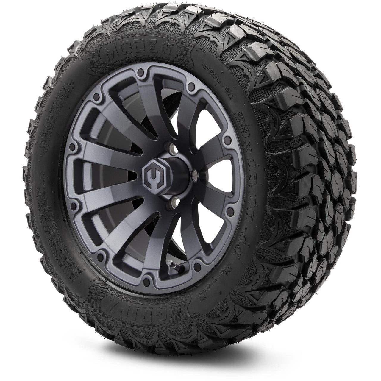 MODZ® 14" Bomber Matte Gunmetal Wheels & Off-Road Tires Combo (Xcomp Gladiator 23-10-14 Radial)