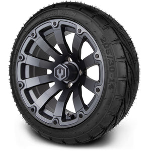 MODZ® 14" Bomber Matte Gunmetal Wheels & Street Tires Combo (MODZ Guardian 205/30-14)