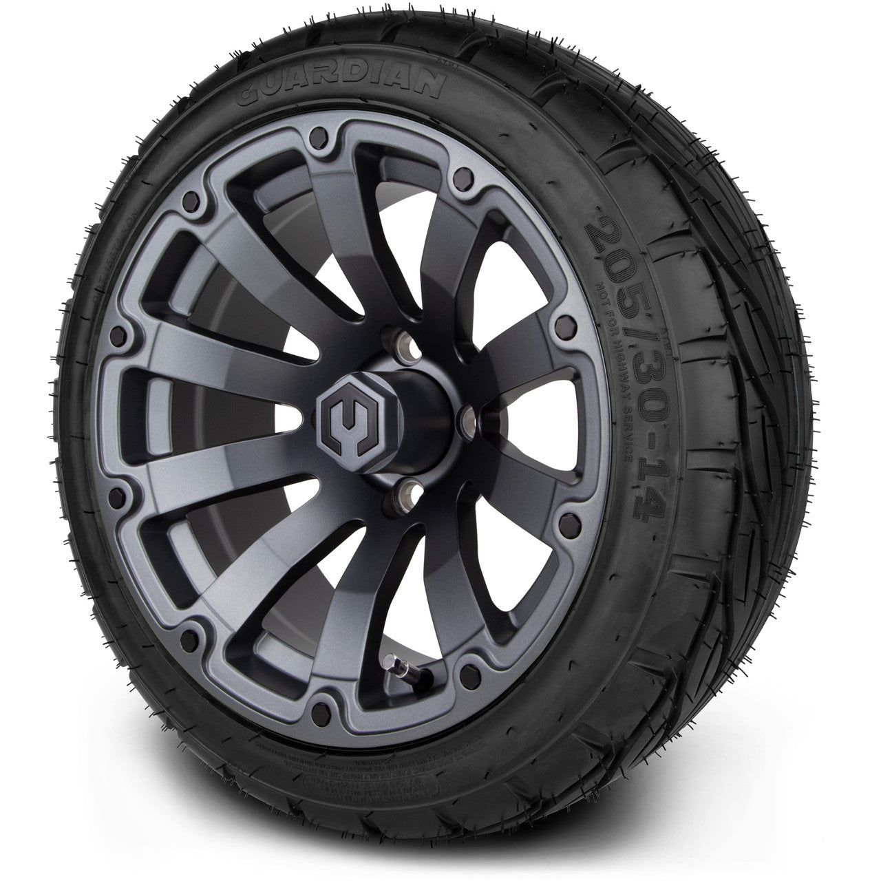 MODZ® 14" Bomber Matte Gunmetal Wheels & Street Tires Combo (MODZ Street Fox Radial 23x10-14)