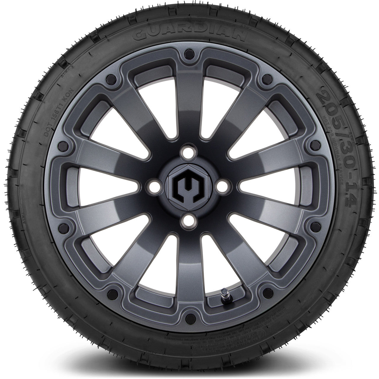 MODZ® 14" Bomber Matte Gunmetal Wheels & Street Tires Combo (MODZ Street Fox Radial 205/40-14)