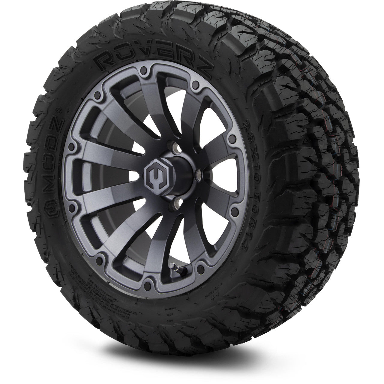 MODZ® 14" Bomber Matte Gunmetal Wheels & Off-Road Tires Combo (Arisun X-Trail All-Terrain 23x10-14)