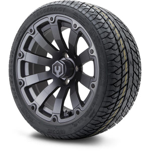 MODZ® 14" Bomber Matte Gunmetal Wheels & Street Tires Combo (Odyssey Tesseract Steel Belted Radial 215/35-14)