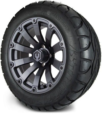 MODZ® 14" Bomber Matte Gunmetal Wheels & Street Tires Combo (Arisun Cruze 205/30-14)