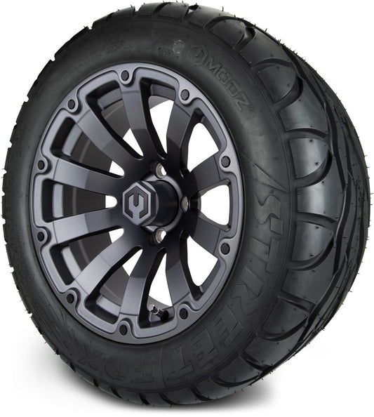 MODZ® 14" Bomber Matte Gunmetal Wheels & Street Tires Combo (MODZ Street Fox Radial 23x10-14)