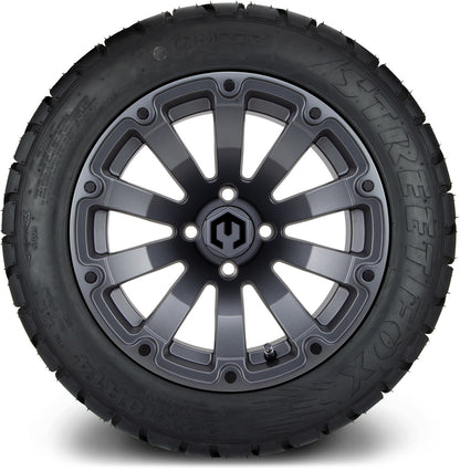 MODZ® 14" Bomber Matte Gunmetal Wheels & Street Tires Combo (MODZ Street Fox Radial 23x10-14)