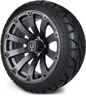 MODZ® 14" Bomber Matte Gunmetal Wheels & Street Tires Combo (MODZ Street Fox Radial 205/40-14)