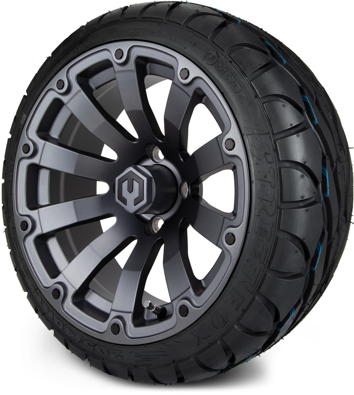 MODZ® 14" Bomber Matte Gunmetal Wheels & Street Tires Combo (MODZ Street Fox Radial 23x10-14)