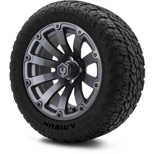 MODZ® 14" Bomber Matte Gunmetal Wheels & Off-Road Tires Combo (Arisun X-Armory All-Terrain 23x10-14 Radial)
