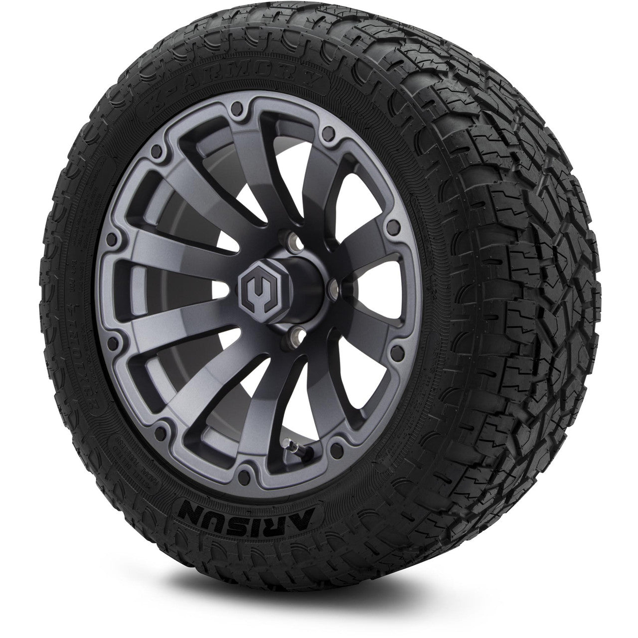 MODZ® 14" Bomber Matte Gunmetal Wheels & Off-Road Tires Combo (Arisun X-Trail All-Terrain 23x10-14)