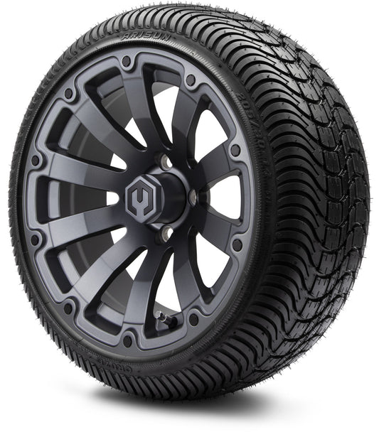 MODZ® 14" Bomber Matte Gunmetal Wheels & Street Tires Combo (Arisun Cruze 205/30-14)