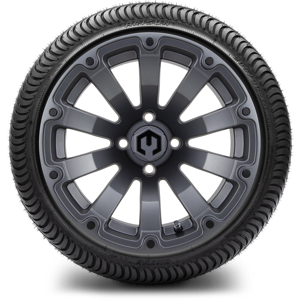 MODZ® 14" Bomber Matte Gunmetal Wheels & Street Tires Combo (MODZ Street Fox Radial 205/40-14)