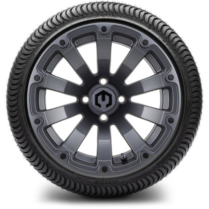 MODZ® 14" Bomber Matte Gunmetal Wheels & Street Tires Combo (MODZ Street Fox Radial 205/40-14)