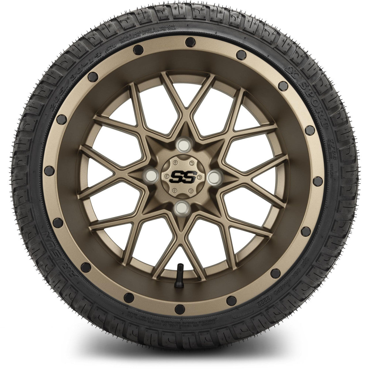 MODZ® 14" Vortex Matte Bronze Wheels & Street Tires Combo (MODZ Street Fox Radial 23x10-14)