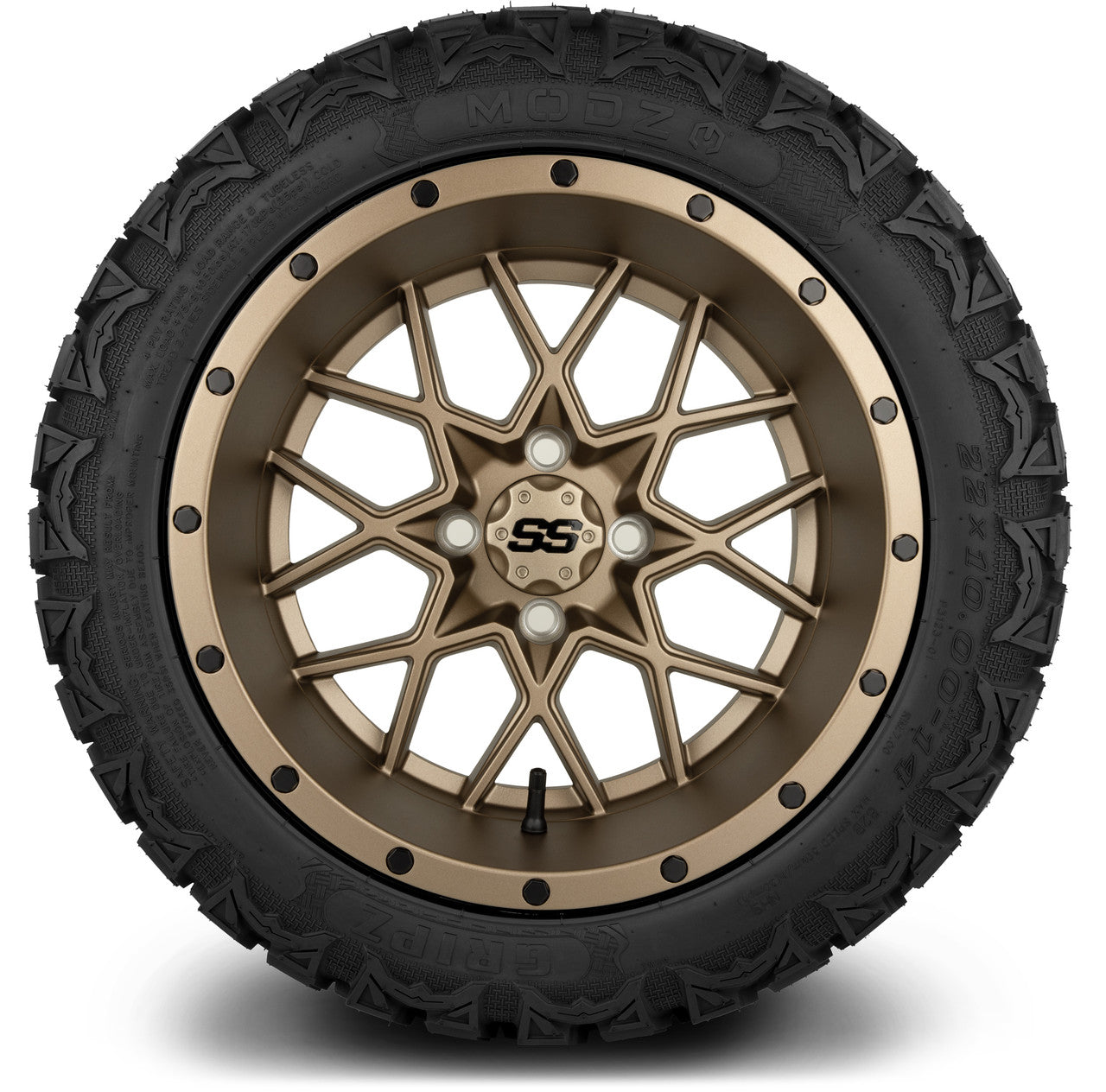MODZ® 14" Vortex Matte Bronze Wheels & Off-Road Tires Combo (Xcomp Gladiator 23-10-14 Radial)