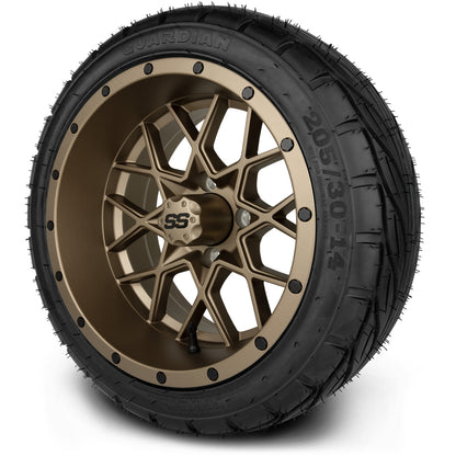 MODZ® 14" Vortex Matte Bronze Wheels & Street Tires Combo (MODZ Street Fox Radial 23x10-14)